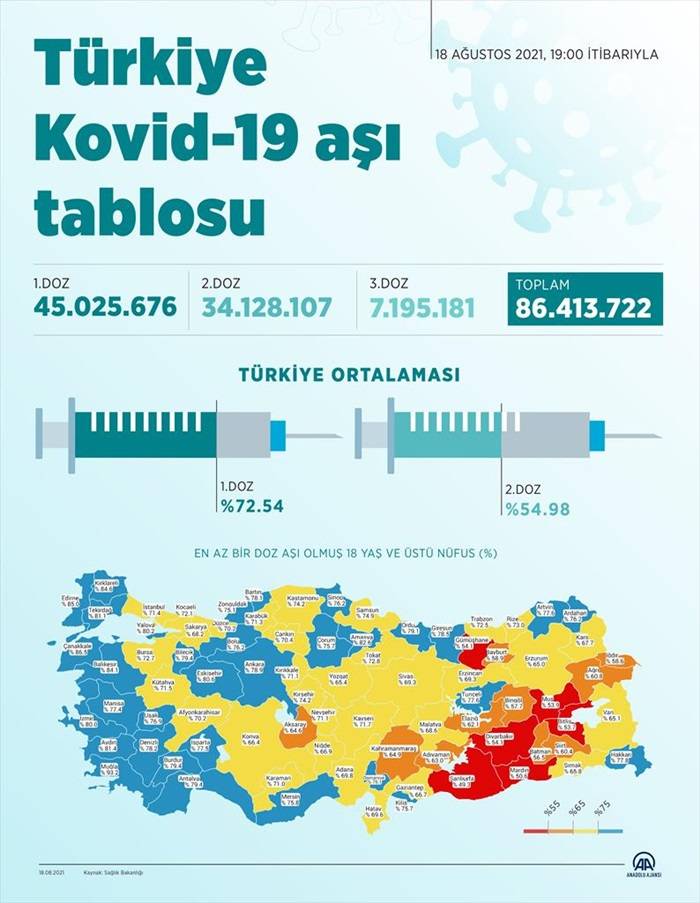 Türkiye Kovid-19 aşı tablosu 1