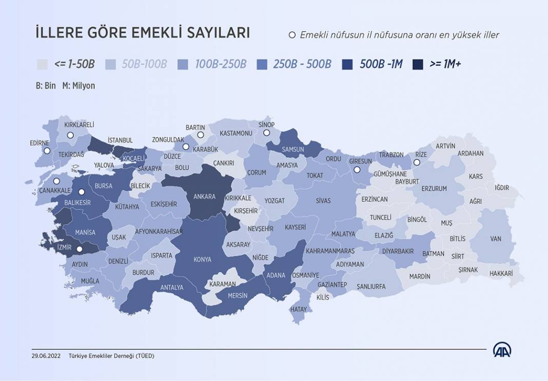 Türkiye'nin emekli haritas 2