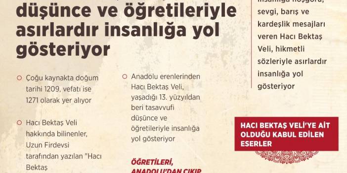 Hacı Bektaş Veli, düşünce ve öğretileriyle asırlardır insanlığa yol gösteriyor