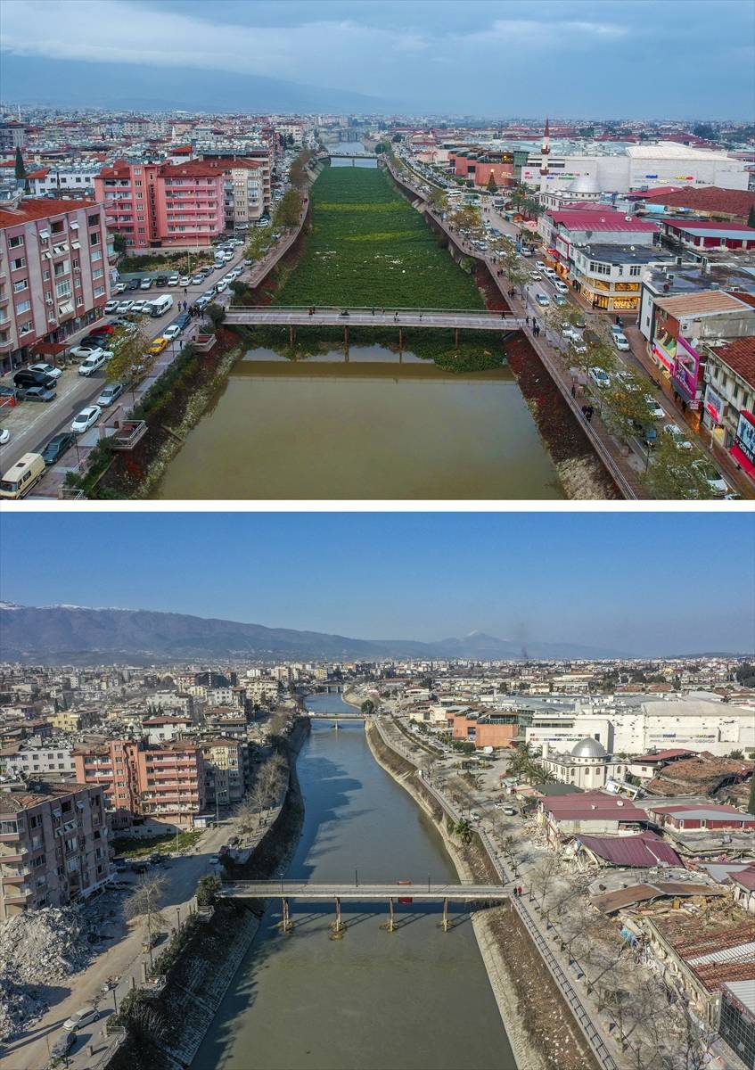 Deprem öncesi ve sonrası fotoğraflar, yıkımın boyutunu gösteriyor 11