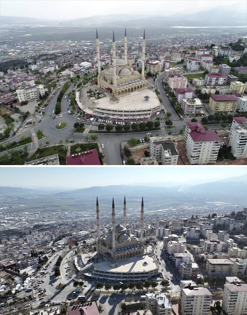 Deprem öncesi ve sonrası fotoğraflar, yıkımın boyutunu gösteriyor 13