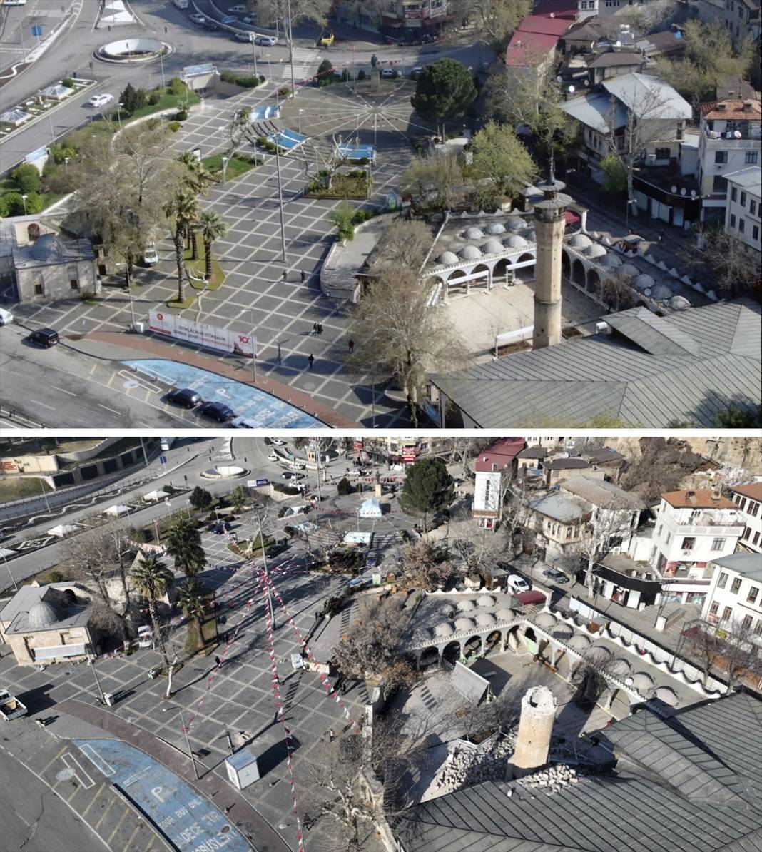 Deprem öncesi ve sonrası fotoğraflar, yıkımın boyutunu gösteriyor 3