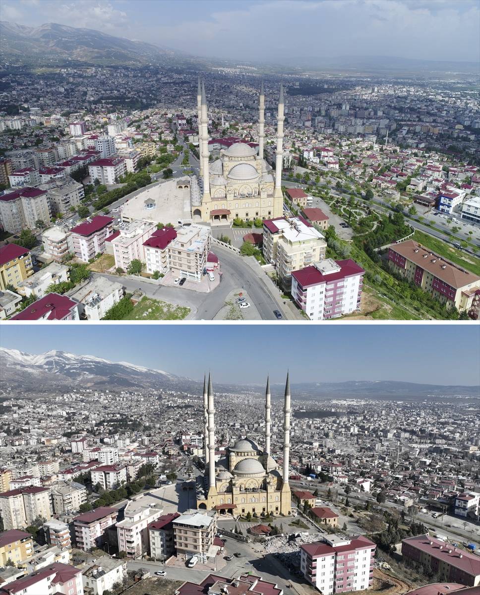 Deprem öncesi ve sonrası fotoğraflar, yıkımın boyutunu gösteriyor 6