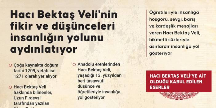 Hacı Bektaş Veli'nin fikir ve düşünceleri insanlığın yolunu aydınlatıyor