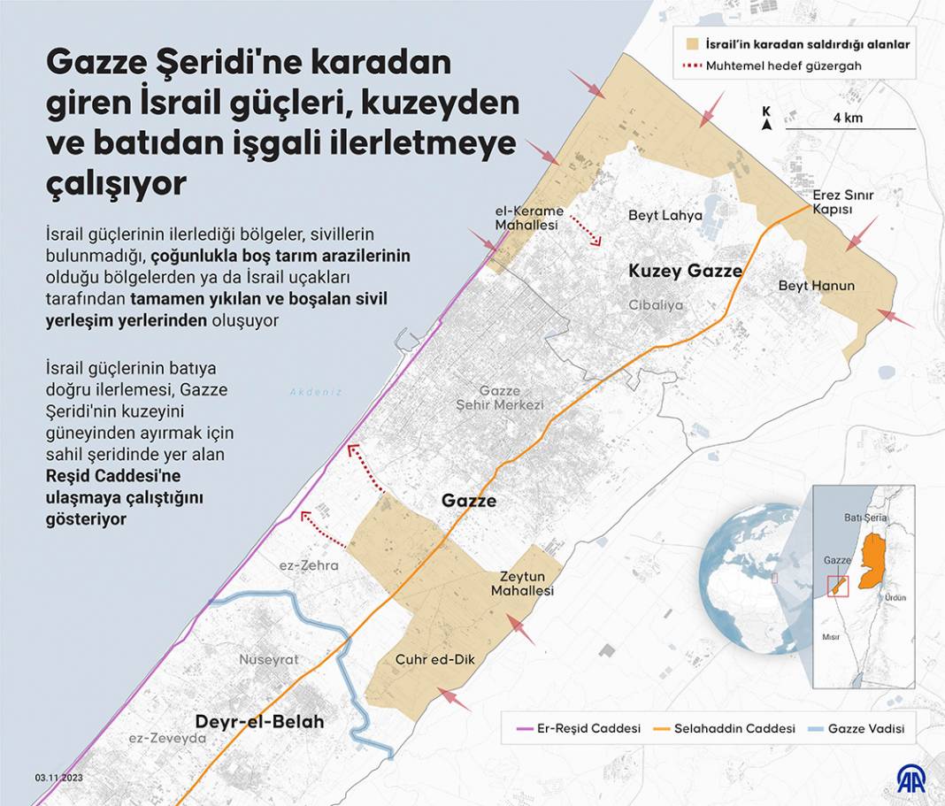 Gazze Şeridi'ne karadan giren İsrail güçleri, kuzeyden ve batıdan işgali ilerletmeye çalışıyor 1