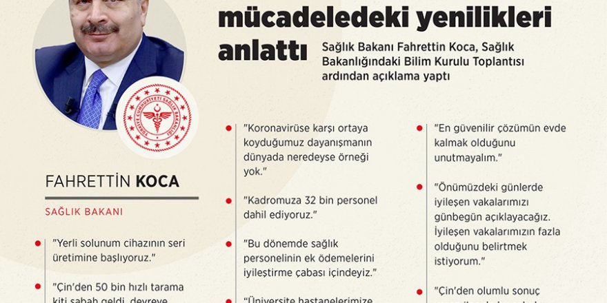 Baka Koca, koronavirüsle mücadelede yeni gelişmeleri anlattı