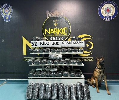 Adana'da pikaba gizlenmiş 52 kilo 300 gram skunk ele geçirildi