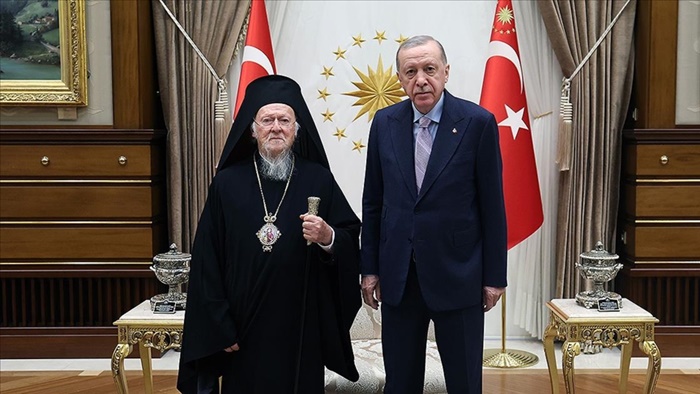 Cumhurbaşkanı Erdoğan, Fener Rum Patriği Bartholomeos'u kabul etti