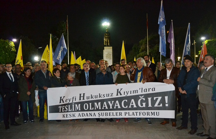 KESK ve Eğitim-Sen üyelerinin basın açıklamaları sürüyor..