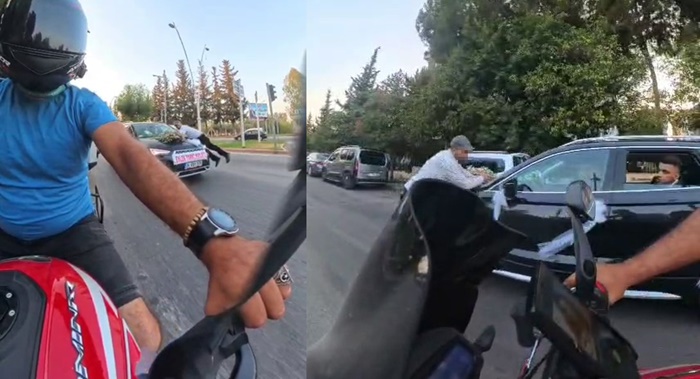 Düğün aracından para almak için metrelerce koştu, kaputa atladı