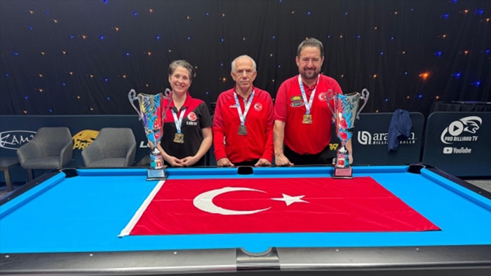 Milli bilardocular Sinem Kökten ve Ferdi Özdemir, 9 top disiplininde Avrupa şampiyonu oldu