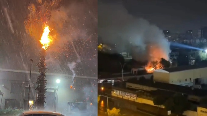 Adana’da düşen yıldırımlar yangına neden oldu