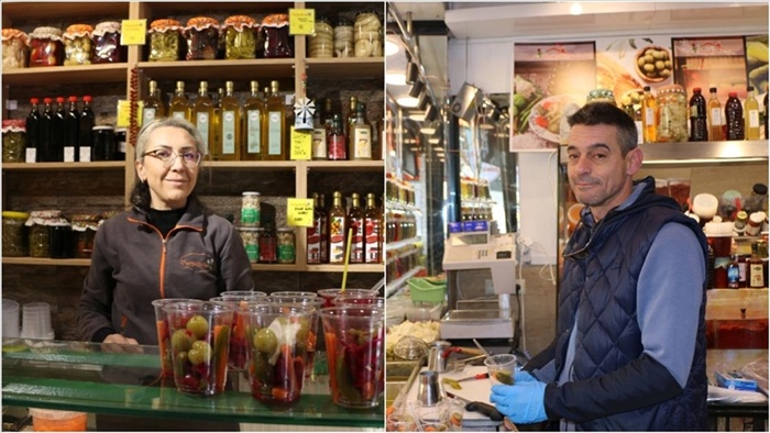 Karşılıklı turşu dükkanı işleten çiftin hikayesi "Neşeli Günler" filmini hatırlatıyor