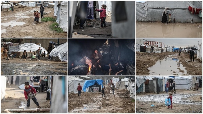 Olumsuz hava koşulları Gazze’de, yerinden edilenlerin dramını daha da ağırlaştırdı