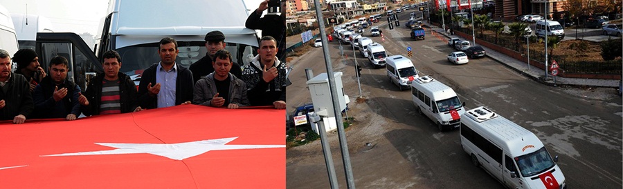 Osmaniye'de servis şoförlerinden teröre tepki konvoyu