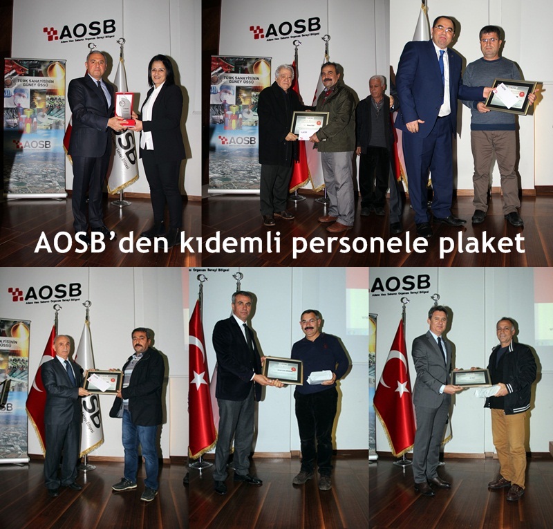 AOSB’den kıdemli personele plaket 