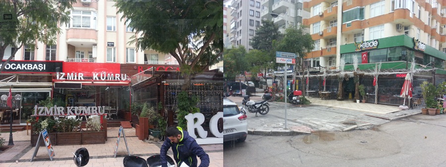 Belediye eliyle kaldırım işgali.