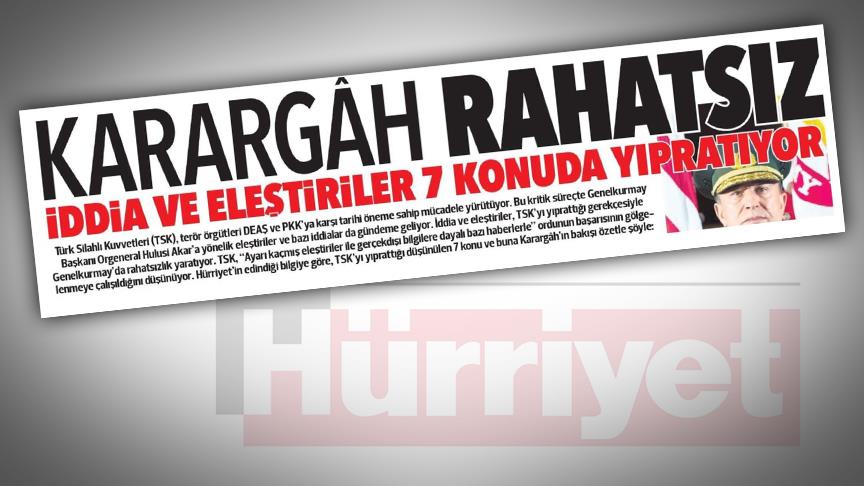 'Karargah rahatsız' haberiyle ilgili soruşturma