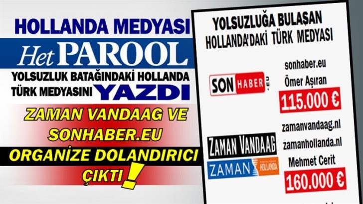 Hollanda medyası: Zaman Vandaag ve SonHaber.eu organize dolandırıcı