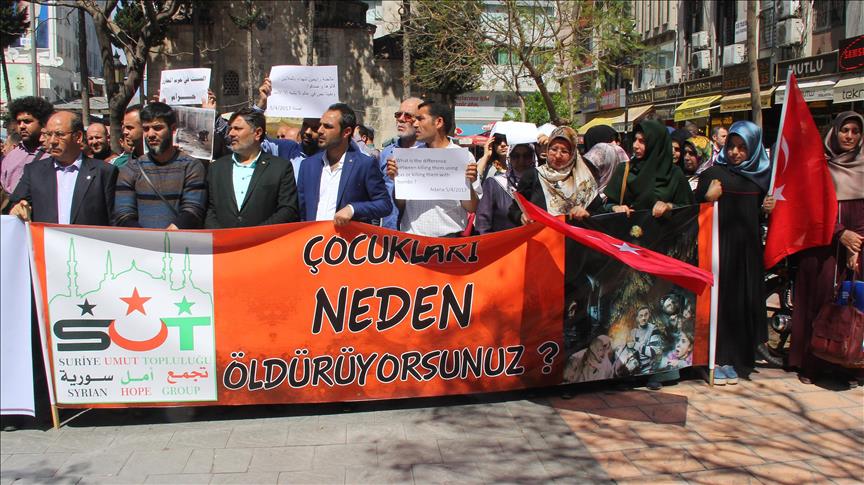 Esed rejiminin kimyasal silah saldırıları tüm yurtta protesto edildi