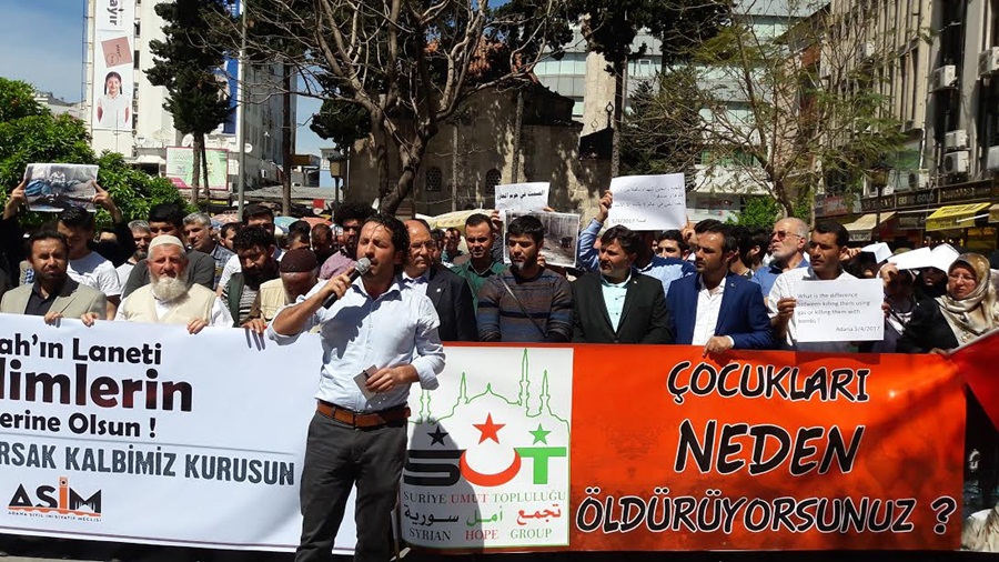 Esed rejiminin kimyasal silah saldırıları Adana’da protesto edildi..