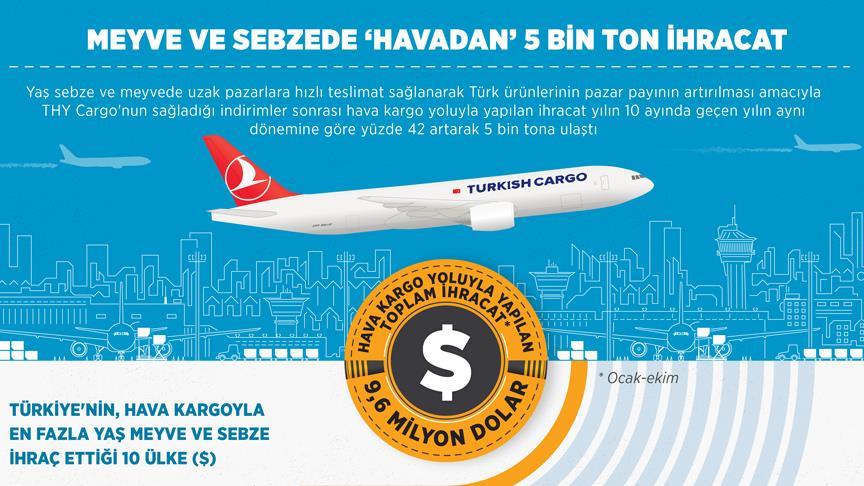 Meyve ve sebzede 'havadan' 5 bin ton ihracat