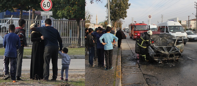 Adana'da seyir halindeki otomobilde yangın