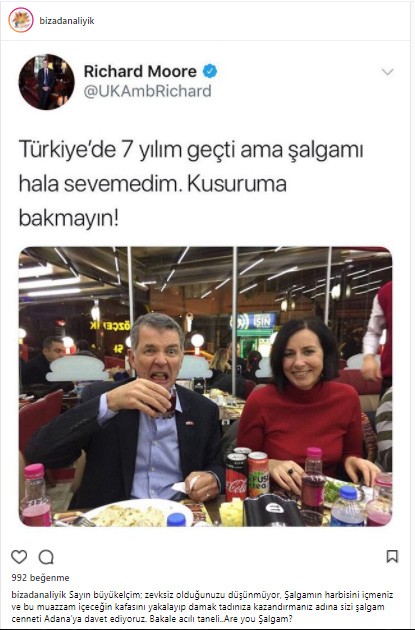 İngiltere Büyükelçisine 'şalgam' tepkisi