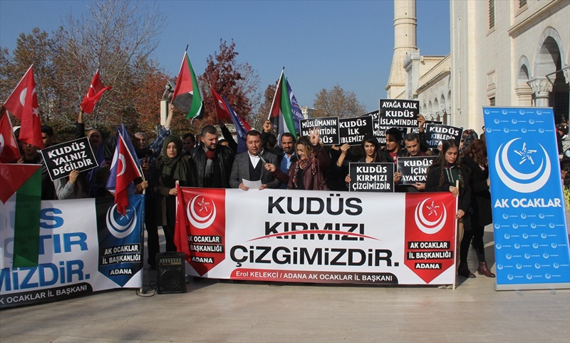 Adana ve Osmaniye'de ABD'nin ABD'nin Kudüs'ü "İsrail'in başkenti" olarak tanımasına tepkiler.