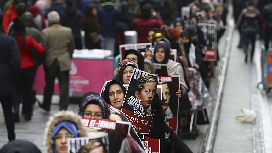 İsrail hapishanelerindeki Filistinliler için sessiz yürüyüş