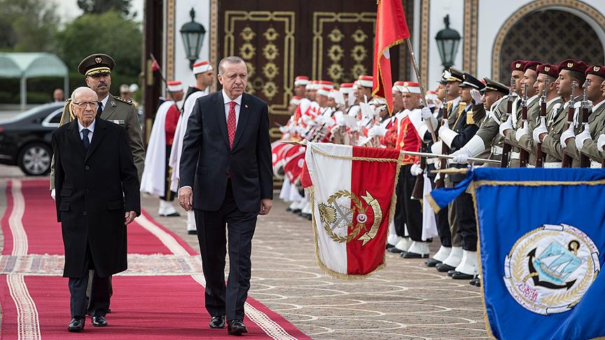 Erdoğan Tunus'ta resmi törenle karşılandı