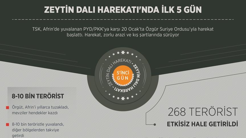 Zeytin Dalı Harekatı'nın ilk 5 günü