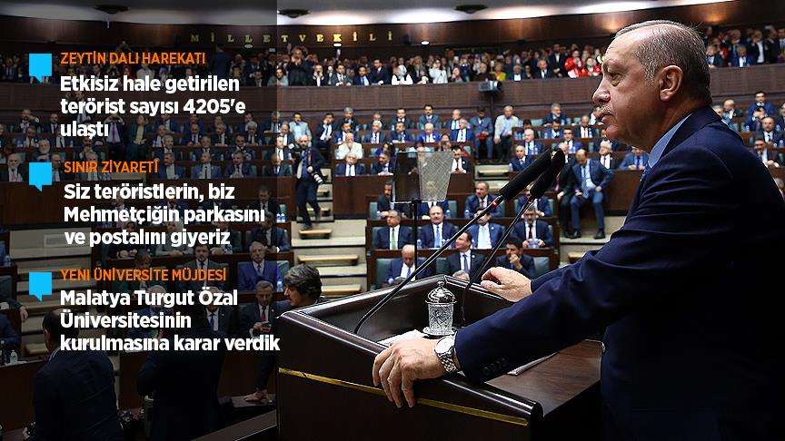 Erdoğan: Siz teröristlerin biz Mehmetçiğin parkasını ve postalını giyeriz..