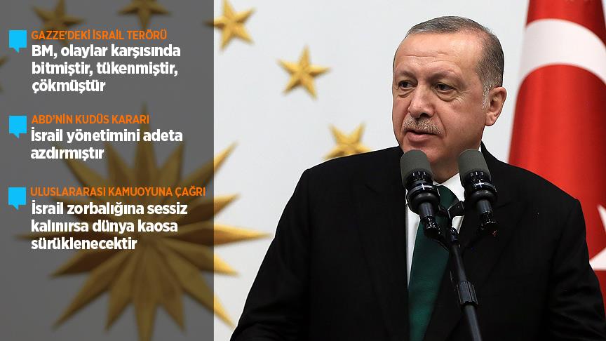 Erdoğan: Filistin'de büyük bir insanlık suçuyla karşı karşıyayız