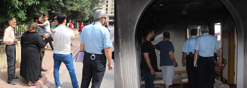 Yangında çocuklarını kurtaran kadın yaralandı