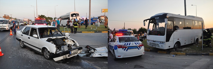 Antalya’da tur midibüsü ile otomobil çarpıştı: 21 yaralı