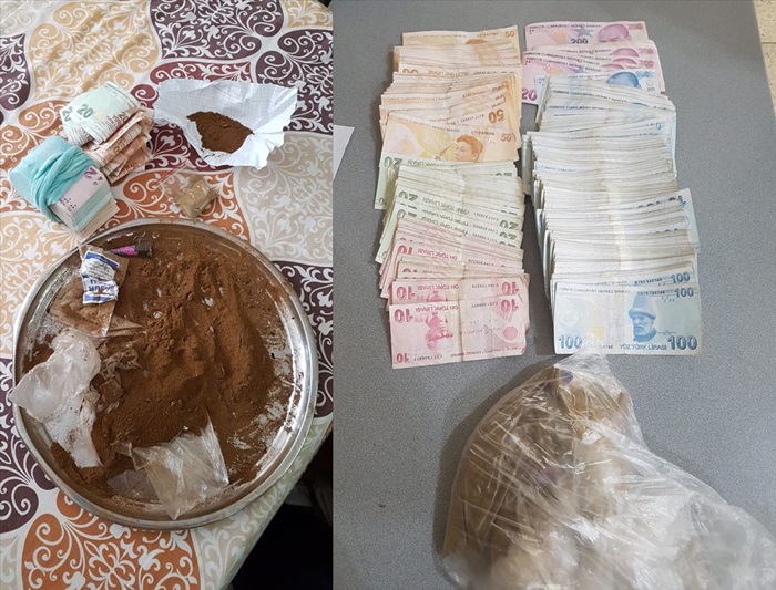 Polisi görünce uyuşturucuyu pencereden attı