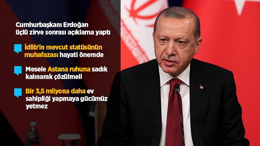 Erdoğan: İdlib'in mevcut statüsünün muhafazası hayati önem taşıyor