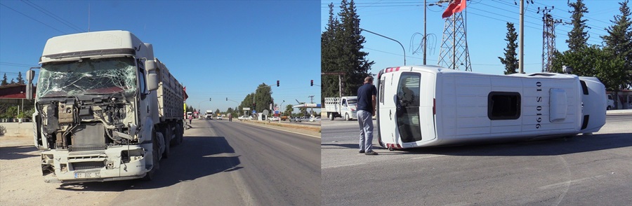 Adana'da kamyon ile işçi servisi çarpıştı: 8 yaralı