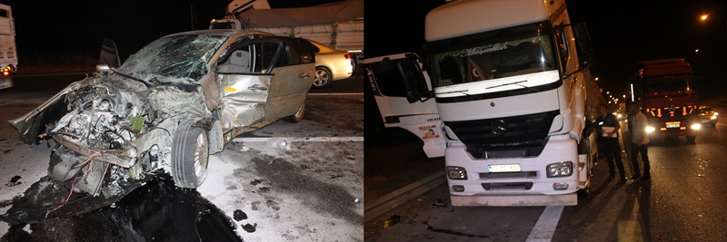 Adana'da otomobil tıra çarptı: 1 yaralı