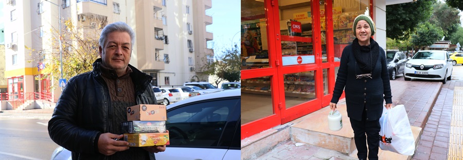 Ücretli poşete tepki gösterip ürünleri ellerinde taşıdılar