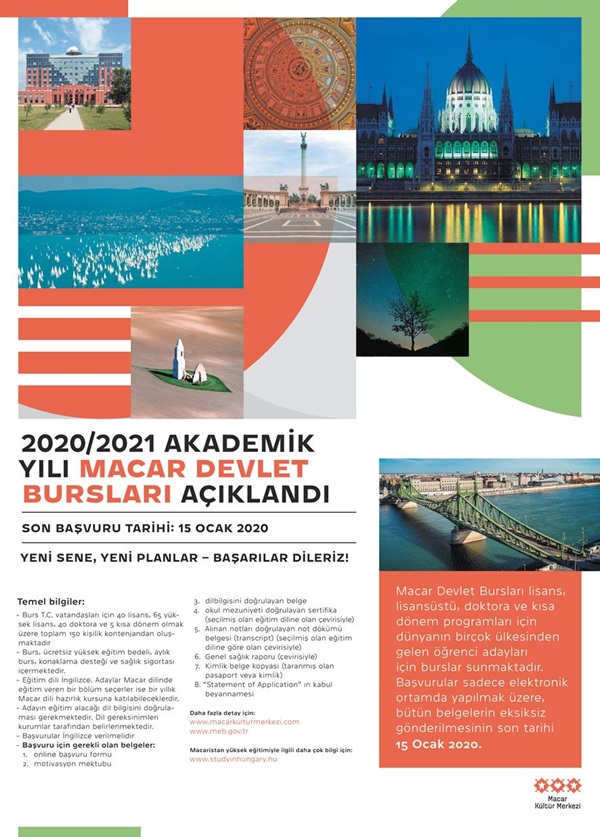 2020/2021 akademik yılı Macar Devlet Bursları açıklandı.