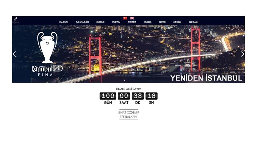 İstanbul'daki 2020 UEFA Şampiyonlar Ligi Finali'nin internet sitesi açıldı