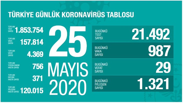 Türkiye'de Kovid-19'dan iyileşen hasta sayısı 120 bini geçti