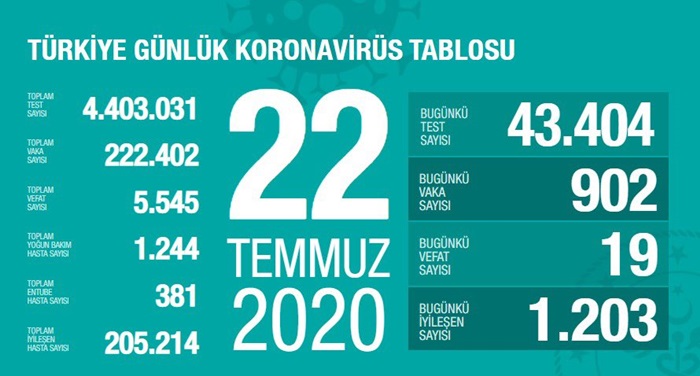 Türkiye'de Kovid-19'dan 205 bin 214 kişi iyileşti