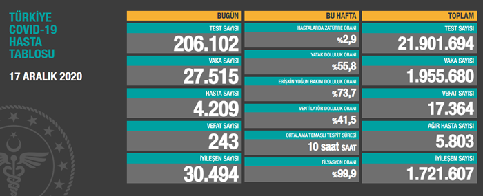 Türkiye'de en yüksek Kovid-19 kaynaklı günlük can kaybı kayıtlara geçti