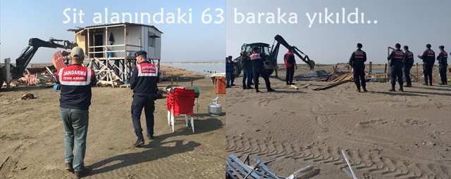 Sit alanındaki 63 baraka yıkıldı..