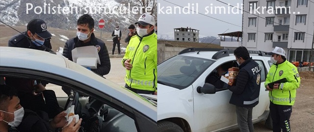 Ekipler, Miraç Kandili nedeniyle sürücülere kandil simidi ikram etti.