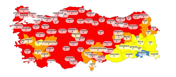 Bakan Koca'dan illere göre Kovid-19 vaka değerlendirme haritası