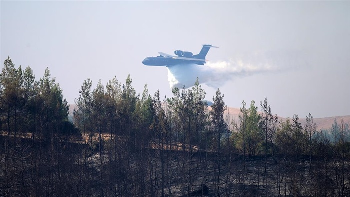 Muğla'da devam eden yangınlara havadan ve karadan müdahalede bulunuluyor